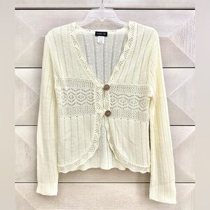 ARMAND & ALBA WOMEN’S CROCHET KNIT CARDIGAN - SIZE M